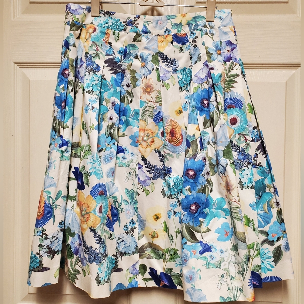 Womens Talbots Floral Pleated Skirt Size 8